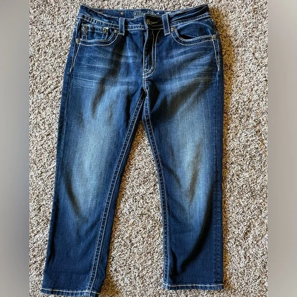 Miss Me Boyfriend Capri JB5692P5 Dark Wash Cropped Jeans Women’s Size 29 EUC - Picture 2 of 13